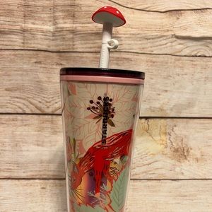Starbucks holiday enchanted forest with mushroom straw topper